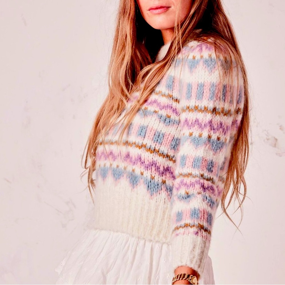 LoveShackFancy Cropped Pastel Fair Isle - Size Small